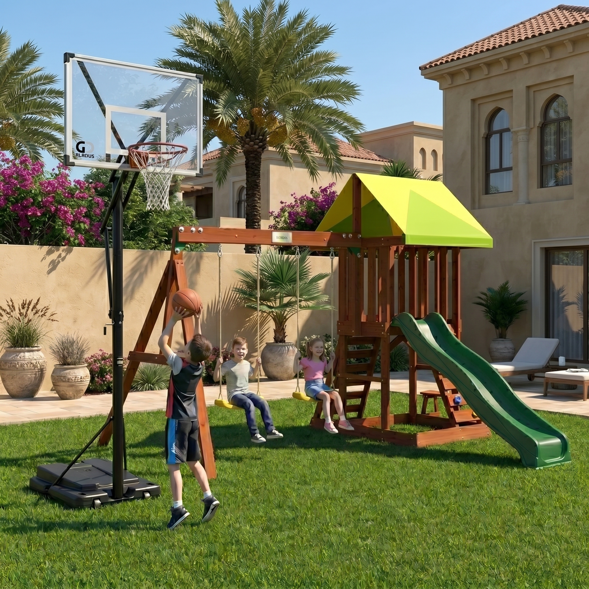 Kiddoro Mighty Jungle + Gladius Orienta Basketball Hoop Shoot & Play Starter Set